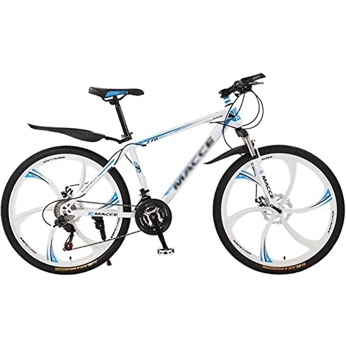 Mountain Bike : QCLU Carbon-rich Steel Strong 26 Inch Mountain Bike Fully, Suitable from 160 Cm-180cm, Disc Brakes Front and Rear, Full Suspension, Boys-men Bike, With Front and Rear Fender (Color : White)