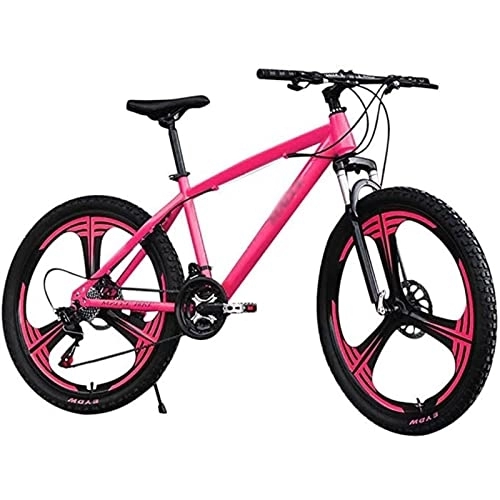 Mountain Bike : QCLU Mountain Bike, 26 Inch Carbon Steel Mountain Bike, 3-spoke Rims, 21-speed Racing Bike, Full Suspension MTB Adult Bike, Student Bicycle, City Bike (Color : Pink)