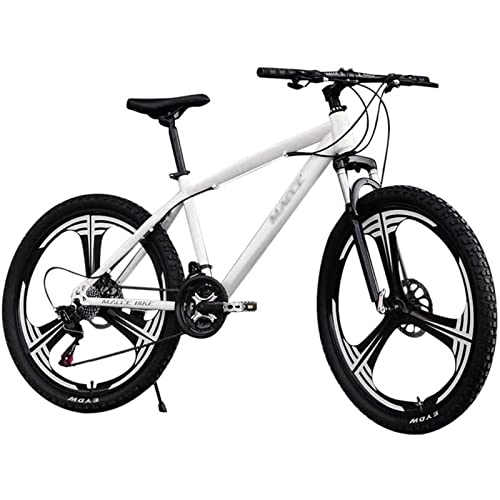 Mountain Bike : QCLU Mountain Bike, 26 Inch Carbon Steel Mountain Bike, 3-spoke Rims, 21-speed Racing Bike, Full Suspension MTB Adult Bike, Student Bicycle, City Bike (Color : White)