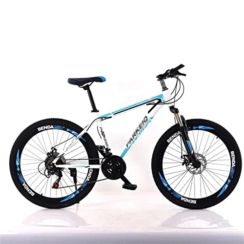Mountain Bike : QCLU Sport Mountain Bike, 26 Inch Racing Bikes Disc Brakes Hardtail MTB, Trekking Bike Men Bike Girls Bike, Full Suspension Mountain Bike, 21 Speed, 3 Spoke (Color : Blue, Size : 27.5 inch)