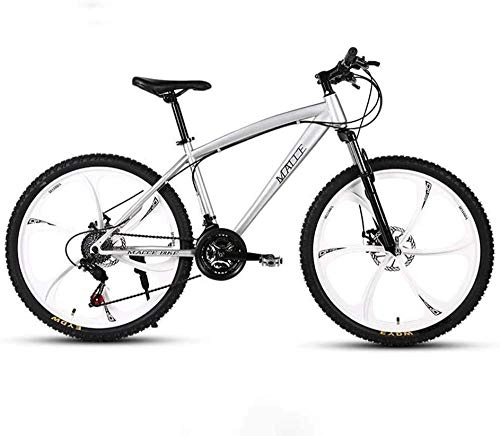 Mountain Bike : QJWY-Home Adult 26 Inch Mountain Bike Beach Snowmobile Mountain Bike Double Disc Brake Mountain Bike Aluminum Alloy Wheels Man Woman General Purpose-Silver 27 speed