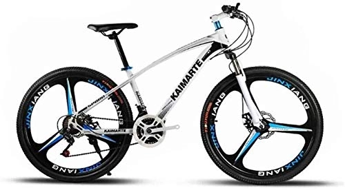 Mountain Bike : QZMJJ Mountain Bike, Mountain Trail Bike High Carbon Steel Outroad Bicycles 21 / 24 / 27 Speed ​​High-Carbon Steel Frame 26 Inches 3-Spoke Wheels With Disc Brakes And Suspension Fork