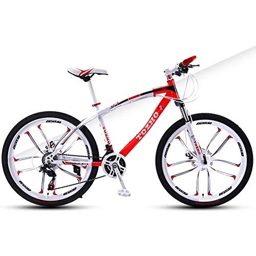 Mountain Bike : Relaxbx 30-Speed All-Terrain Mountain Bike 26 Inch Wheel Unisex Bicycle High Carbon Steel Frame Double Disc Brake MTB, Black