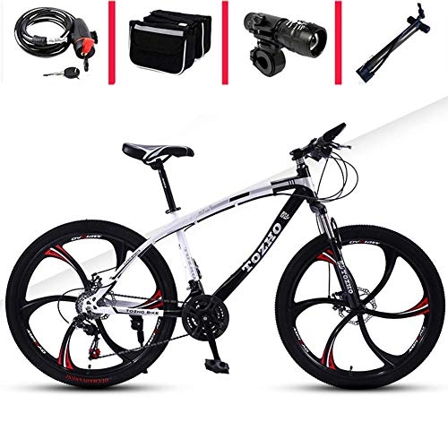 Mountain Bike : Relaxbx Mountain Bike Male And Female Double Disc Brake Off-Road Racing 26 Inch / 27-Speed Light Adult Cross Country Bicycle, Black, 24 INCH