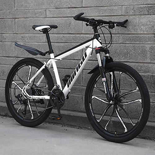 Mountain Bike : Relaxbx Variable Speed Mountain Bike 21 / 24 / 27 / 30 Speed Carbon steel Frame 24 Inches 10-Spoke Wheels MTB Damping Bicycle, Black, 27 Speed