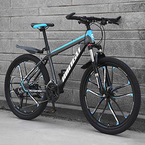 Mountain Bike : Relaxbx Variable Speed Mountain Bike 21 / 24 / 27 / 30 Speed Carbon steel Frame 26 Inches 10-Spoke Wheels Damping Bicycle, Black, 27 Speed