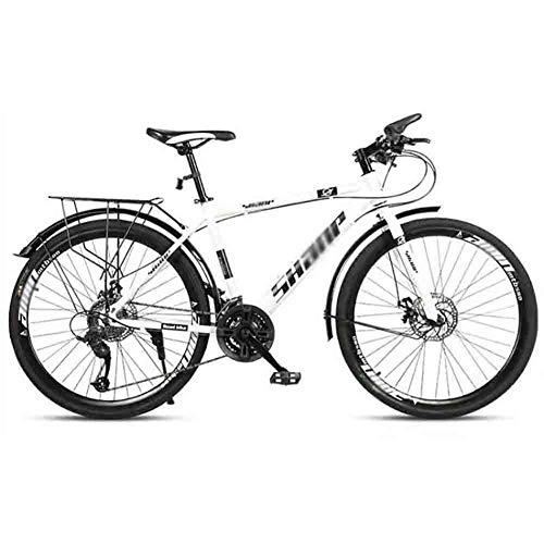 Mountain Bike : Road Bikes Mountain Bike Adult MTB Bicycle Road Bicycles Adjustable Speed For Men And Women 26in Wheels Double Disc Brake Off-road Bike (Color : White, Size : 24 speed)