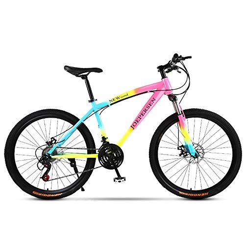 Mountain Bike : RSJK Outdoor mountain bikes Unisex off-road bicycles 24 shifting system 26-inch wheels Shock absorber front fork Front and rear disc brakes@Spoke wheel color_24 speed 26 inches