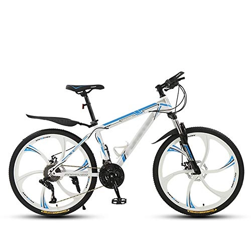Mountain Bike : SANJIANG 24 / 26" Mountain Bicycle With Suspension Fork 21 / 24 / 27 / 30-Speed Mountain Bike With Disc Brake, Robust High Carbon Steel, White-24in-27speed
