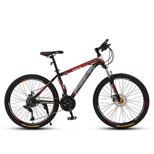 Mountain Bike : SANJIANG Adult Mountain Bike, With 26 Inch Wheel High-carbon Steel Frame Bicycle With Dual Disc Brakes Front Suspension Fork For Men, Red-26in-24speed