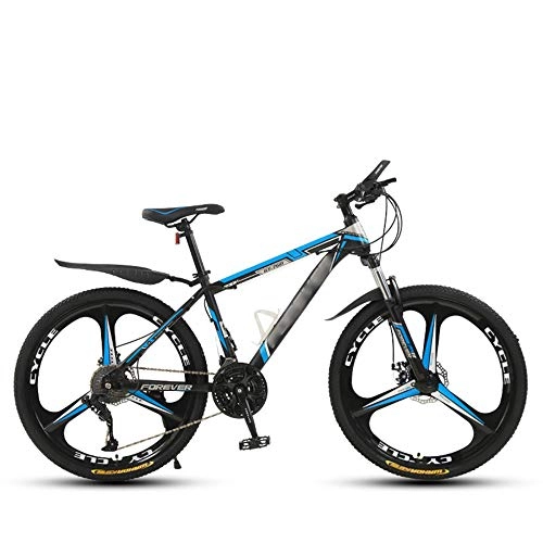 Mountain Bike : SANJIANG Mountain Bike, Front Suspension, 21 / 24 / 27 / 30-Speed, 24 / 26-Inch Wheels, High-carbon Steel With Dual Disc Brakes Front Suspension Fork For Men, Blue-24in-24speed