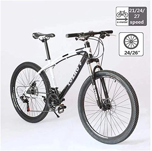 Mountain Bike : Shirrwoy 24" 26" Mountain Bike for Adult, 21 / 24 / 27-Speed High-carbon Steel Hardtail with Adjustable Seat, Suspension Fork Disc Brake Men's Mountain Bikes, 24 Inch, 24 speed