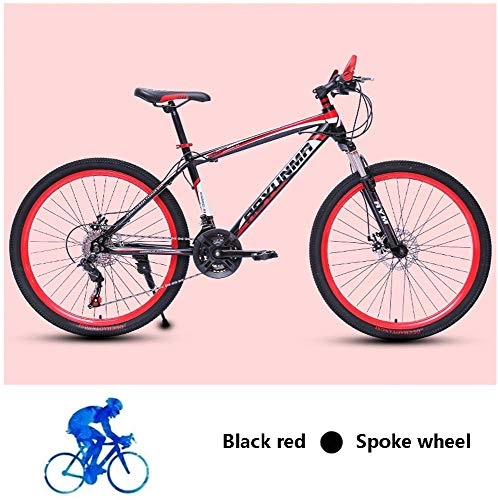 Mountain Bike : Shirrwoy Adult Hardtail Mountain Bike, 26 Inch Men And Women Sports Mountain Bikes, Double Disc Brake High Carbon Steel Frame Urban Track Bike, 21 / 24 / 27 Speed Bicycle, Red, 24 speed