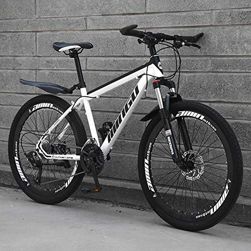 Mountain Bike : Stylish Mountain Bike, Carbon Steel Frame 27-Speed Shiftable Bicycle Adult Outdoor Cross Country Bicycle, White, 26inch