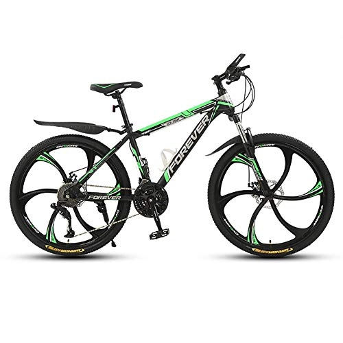 Mountain Bike : SXXYTCWL 26 Inch Mountain Bikes, High-Carbon Steel Hardtail Mountain Bike, Adult MTB with Mechanical Disc Brakes, 6 Spoke Wheel, 21-Speeds jianyou (Color : Black green)