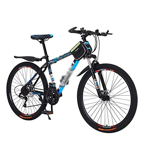Mountain Bike : T-Day Mountain Bike 21 / 24 / 27-Speed Road Bike 26 Inch Wheels Road Bicycle Dual Disc Brake Bicycles Carbon Steel Frame With Dual Suspension(Size:24 Speed, Color:Blue)
