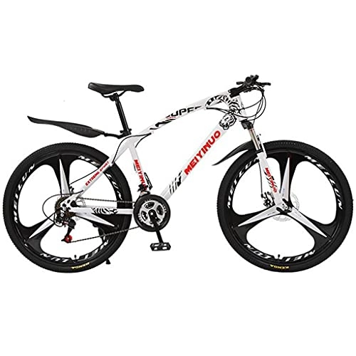 Mountain Bike : T-Day Mountain Bike 26 In Double Disc Brake Mountain Bike 21 / 24 / 27-Speed Bicycle Men Or Women MTB With Carbon Steel Frame(Size:21 Speed, Color:White)