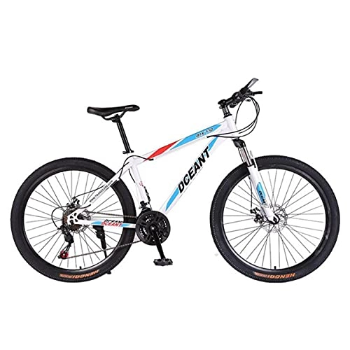 Mountain Bike : T-Day Mountain Bike Adult Mountain Bike 26 Wheels 21 Speed Gear System Dual Disc Brake Bicycle For Boys Girls Men And Wome(Color:White)