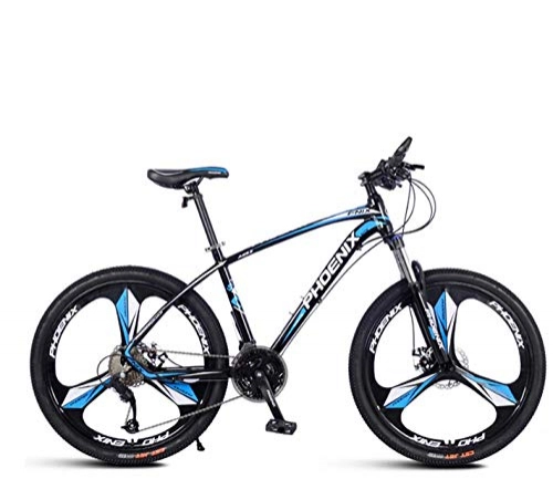 Mountain Bike : TaoRan MTB 26 '' Full Suspended Double Disc Brake Mountain Bike Man outdoor - 27 Speed Brakes V-Brake Aluminum Alloy Frame Mountain Bike Woman-Black + blue_27 speed