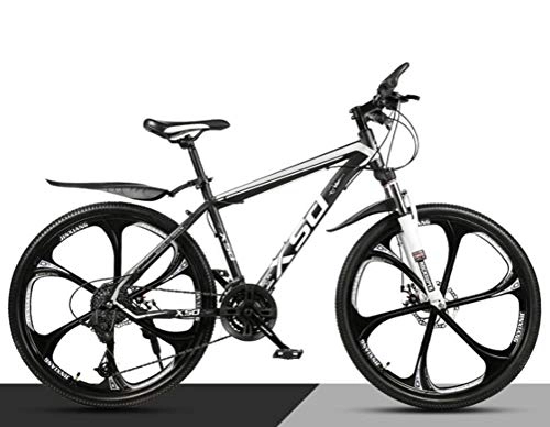 Mountain Bike : Tbagem-Yjr 26 Inch Mountain Bike High-carbon Steel City Road Bicycle, Sports Leisure Mens MTB (Color : Black white, Size : 24 speed)