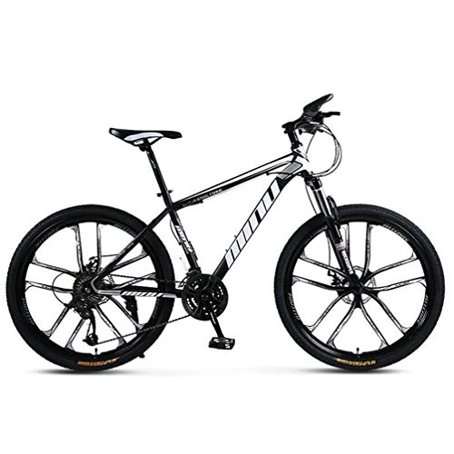 Mountain Bike : Tbagem-Yjr 27 Speed Mountain Bikes, 26 Inch Double Disc Brake City Road Bicycle Bikes (Color : Black white)