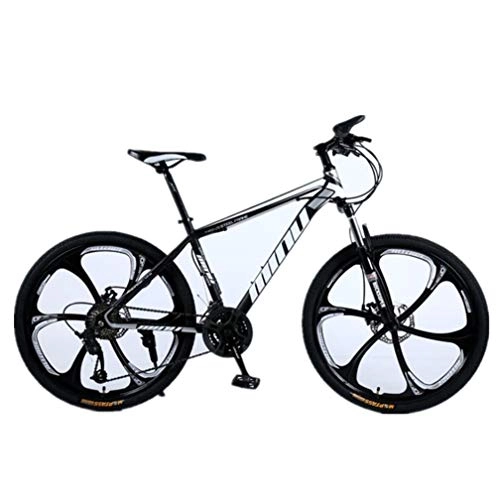 Mountain Bike : Tbagem-Yjr 27 Speed Mountain Bikes, 26 Inch Wheel Double Disc Brake Damping Road Bicycle For Adult (Color : Black white)