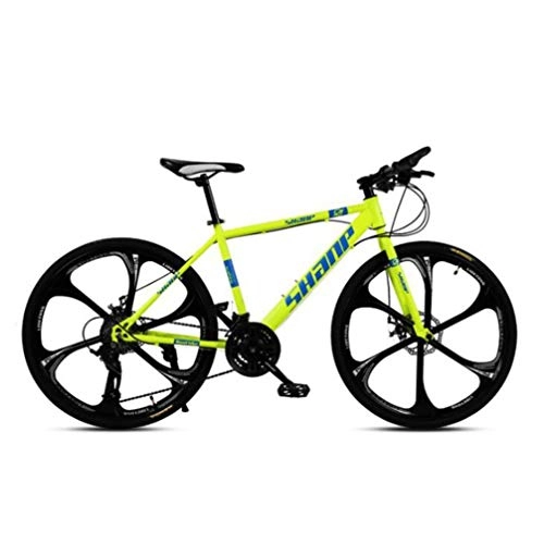Mountain Bike : Tbagem-Yjr 6 Cutter Wheel Mountain Bikes, 26 Inches Variable Speed MTB Disc Brakes Bicycle (Color : Yellow, Size : 30 speed)