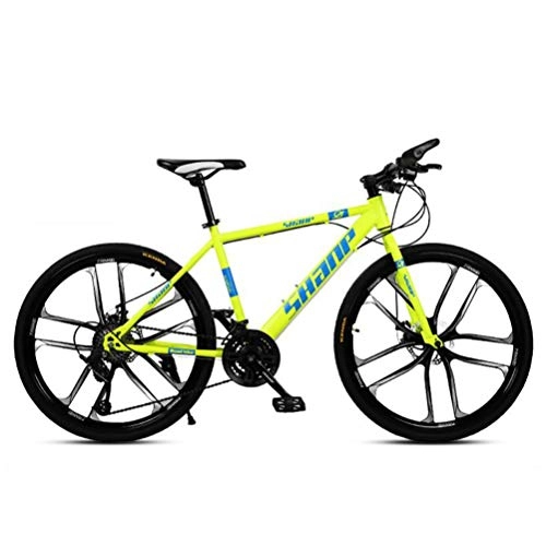 Mountain Bike : Tbagem-Yjr City Mountain Bike, 26 Inch Wheel Off-road Variable Speed Bicycle Carbon Steel Frame (Color : Yellow, Size : 27 speed)