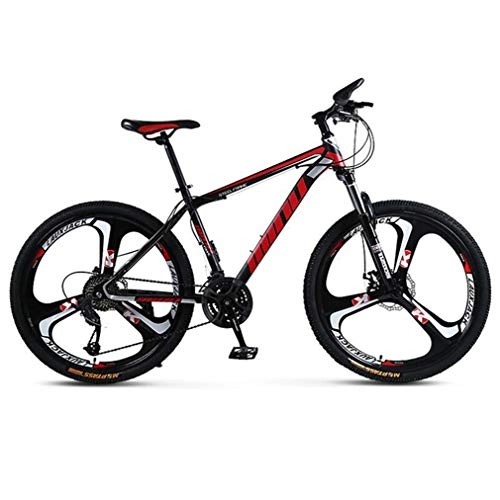 Mountain Bike : Tbagem-Yjr Double disc brake Mountain Bike, 26 inch wheel city road bicycle for adults (Color : Black red, Size : 30 speed)