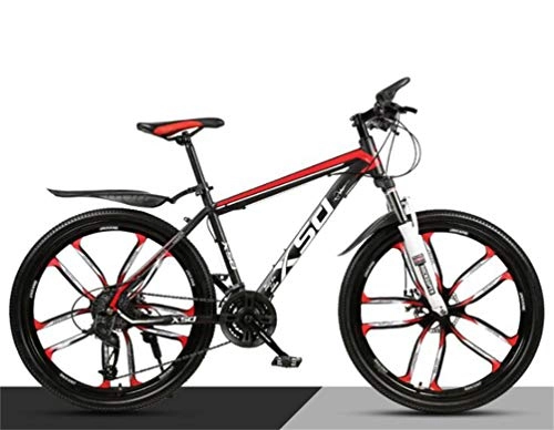 Mountain Bike : Tbagem-Yjr Mens Mountain Bike, 26 Inch Wheel Commuter City Hardtail Off-road Damping City Road Bicycle (Color : Black red, Size : 30 speed)