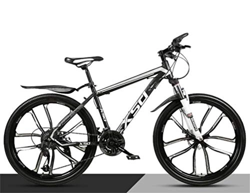 Mountain Bike : Tbagem-Yjr Mens Mountain Bike, 26 Inch Wheel Commuter City Hardtail Off-road Damping City Road Bicycle (Color : Black white, Size : 24 speed)