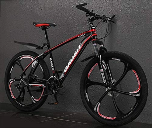 Mountain Bike : Tbagem-Yjr Mountain Bike, Dual Suspension Disc Brakes City Road Bicycle 26 Inch Mens MTB (Color : Black red, Size : 30 speed)