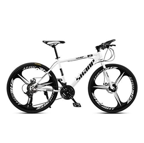 Mountain Bike : Tbagem-Yjr Off-road Cycling Bicycle, 26 Inches City Mountain Bike 3 Cutter Wheel For Adults (Color : White, Size : 24 speed)