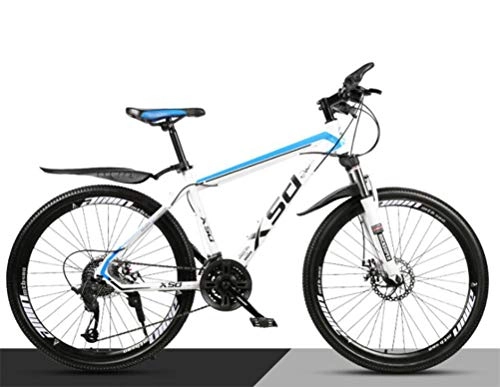 Mountain Bike : Tbagem-Yjr Riding Damping Mountain Bike, Adult 26 Inch Off-road Variable Speed City Bicycle (Color : White blue, Size : 30 speed)