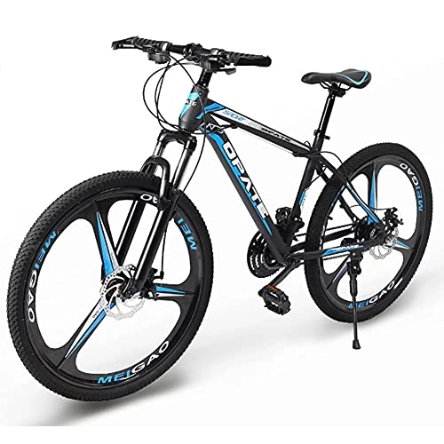 Mountain Bike : TBNB 24 / 26inch Mountain Bike for Men Women, Adult Road Offroad City MTB Bicycles, Suspension Fork, 21-30 Speed, Dual Disc Brakes (Blue 24inch / 30Speed)