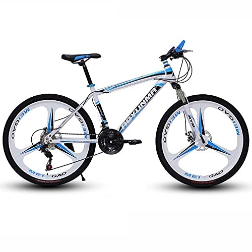 Mountain Bike : TBNB 24 / 26inch Mountain Bikes for Adult Men Women, Road Bicycle, Suspension Forks and Disc Brakes, 21-30 Speeds Optional, Multi-Color (Blue 26inch / 21Speed)
