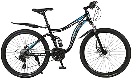 Mountain Bike : UYHF Adult Mountain Bike With 26 Inch Wheel Derailleur Lightweight Sturdy Aluminum Frame Bicycle 21 / 24 / 27 Speed Dual Disc Brakes Front Suspension Fork blue-27 Speed