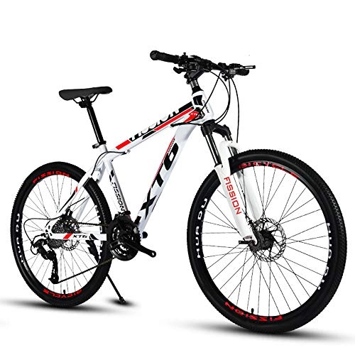 Mountain Bike : VANYA 26 / 24 Inch Speed Mountain Bike 30 Speed Disc Brakes Commuter Cycling Shock Absorption One Wheel Bicycle, whitered, 24inches