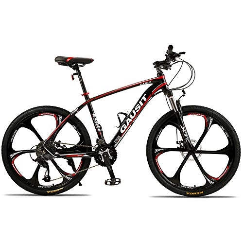Mountain Bike : VANYA Mountain Bike 24 / 27 Speed Double Disc Brake 26 Inches Variable Speed Bicycle Unisex One Wheel Off-Road Cycle, Red, 24speed