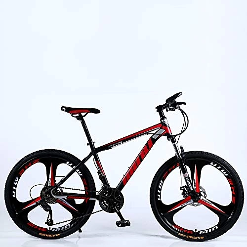 Mountain Bike : VANYA Mountain Bike 30 Speed Double Disc Brake 26 Inches Variable Speed Bicycle Unisex One Wheel Off-Road Cycle, Blackred