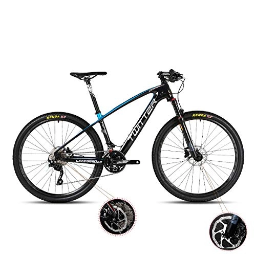 Mountain Bike : W&TT Mountain Bike 26 / 27.5Inch Adults 33 Speeds Off-road Bike Cycling with Air Pressure Shock Absorber and Front Fork Oil Brake, Mens Carbon Fiber Bicycles, Blue, 27.5 * 15.5