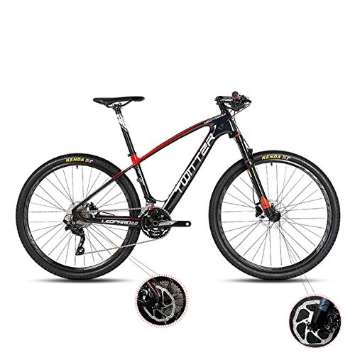 Mountain Bike : W&TT Mountain Bike 26 / 27.5Inch Adults 33 Speeds Off-road Bike Cycling with Air Pressure Shock Absorber and Front Fork Oil Brake, Mens Carbon Fiber Bicycles, Red, 26 * 15.5