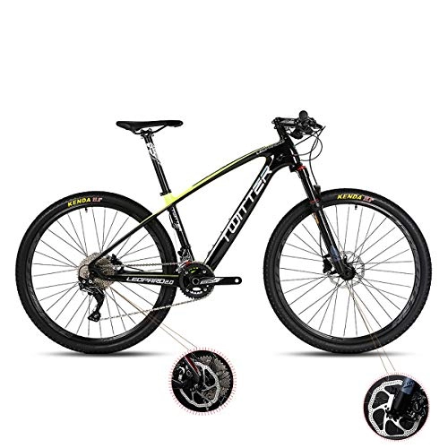 Mountain Bike : W&TT Mountain Bike 26 / 27.5Inch Adults 33 Speeds Off-road Bike Cycling with Air Pressure Shock Absorber and Front Fork Oil Brake, Mens Carbon Fiber Bicycles, Yellow, 26 * 15.5