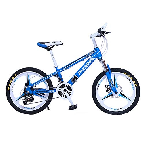 Mountain Bike : Wangkai Mountain Bike Carbon Steel one Wheel Off-Road Shock Front and Rear Double Disc Brakes, Blue