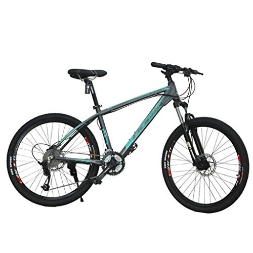 Mountain Bike : WGYDREAM Mountain Bike, 26" Ravine Bike MTB Shock-absorbing 27 speeds Mountain Bicycles Dual Disc Brake Front Suspension Aluminum Alloy Frame (Color : Green)