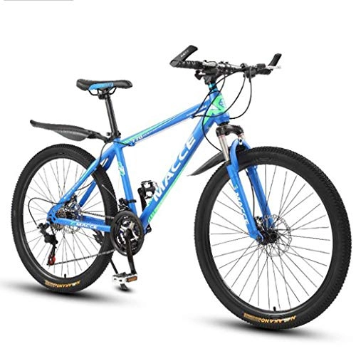 Mountain Bike : WGYDREAM Mountain Bike, Mountain Bicycles Mens Womens 26" Carbon Steel Ravine Bike Front Suspension Dual Disc Brake 21 / 24 / 27 Speeds (Color : Blue, Size : 27 Speed)