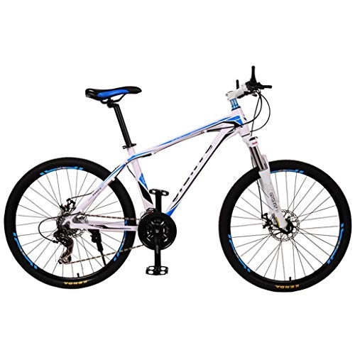 Mountain Bike : WGYDREAM Mountain Bike, Mountain Bicycles Mens Womens Carbon Steel Frame Ravine Bike Front Suspension Dual Disc Brake 21 / 27 / 30 speeds (Color : Blue, Size : 27 Speed)