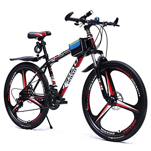 Mountain Bike : WGYDREAM Mountain Bike, Mountain Bike 26" Mens Womens Ravine Bike Dual Disc Brake Front Suspension 21 speeds Oneness wheel Carbon Steel Frame (Color : Red)