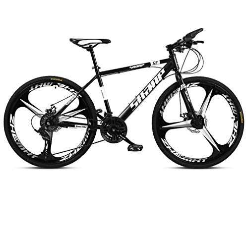 Mountain Bike : WJSW 24 Inch Mountain Bike, Double Disc Brake / High-Carbon Steel Frame Bikes, Beach Snowmobile Bicycle, Aluminum Alloy Wheels, Black, 27 speed