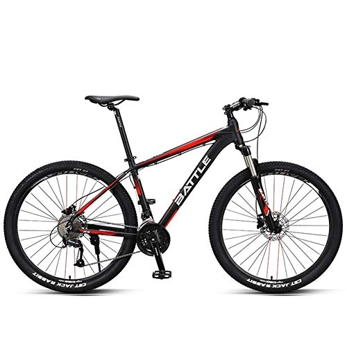 Mountain Bike : WJSW 27.5 Inch Mountain Bikes, Adult Men Hardtail Mountain Bikes, Dual Disc Brake Aluminum Frame Mountain Bicycle, Adjustable Seat, Red, 27 Speed